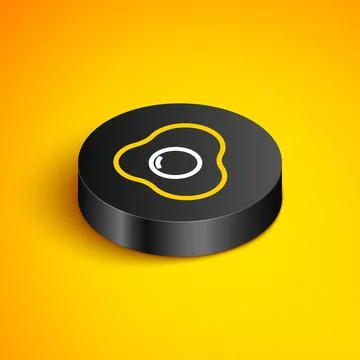 Isometric line Scrambled eggs icon isolated on yellow background. Home cooked Stock Illustration