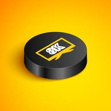 Isometric line Screen tv with 8k Ultra HD video technology icon isolated on Stockillustratie