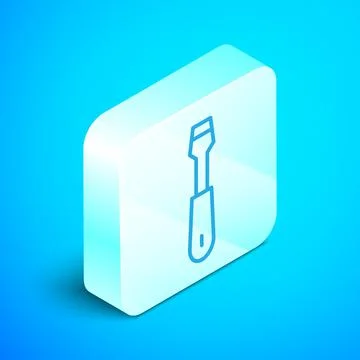 Isometric line Screwdriver icon isolated on blue background. Service tool symbol Stock Illustration