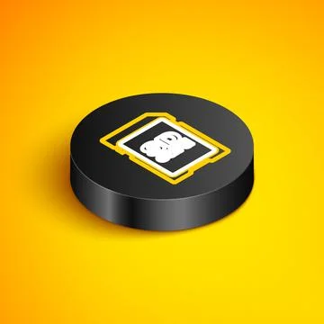 Isometric line SD card icon isolated on yellow background. Memory card. Adapter イラスト素材