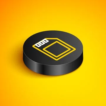 Isometric line SD card icon isolated on yellow background. Memory card. Adapt Stock Illustration