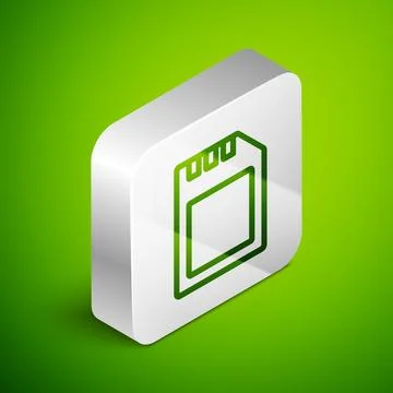 Isometric line SD card icon isolated on green background. Memory card. Adapte Stock Illustration