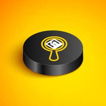 Isometric line Search package icon isolated on yellow background. Parcel 库存插图