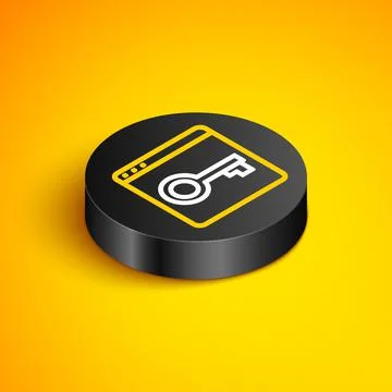 Isometric line Secure your site with HTTPS, SSL icon isolated on yellow backg 스톡 일러스트