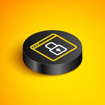 Isometric line Secure your site with HTTPS, SSL icon isolated on yellow bac.. Illustration