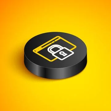 Isometric line Secure your site with HTTPS, SSL icon isolated on yellow bac.. 스톡 일러스트