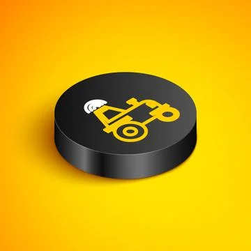Isometric line Self driving wireless tractor on a smart farm icon isolated on Stock Illustration
