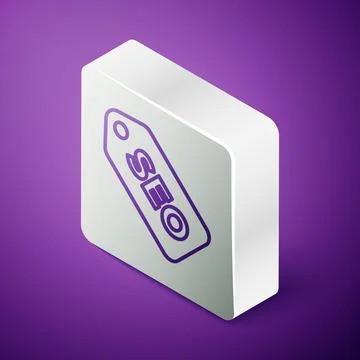 Isometric line SEO optimization icon isolated on purple background. Silver 스톡 일러스트