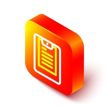 Isometric line Server, Data report icon isolated on white background. Orange Illustrazione stock