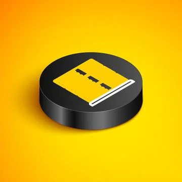 Isometric line Server, Data, Web Hosting icon isolated on yellow background Stock Illustration