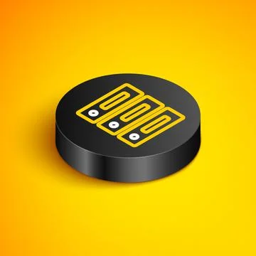 Isometric line Server, Data, Web Hosting icon isolated on yellow background 스톡 일러스트