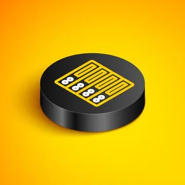 Isometric line Server, Data, Web Hosting icon isolated on yellow background Stock Illustration