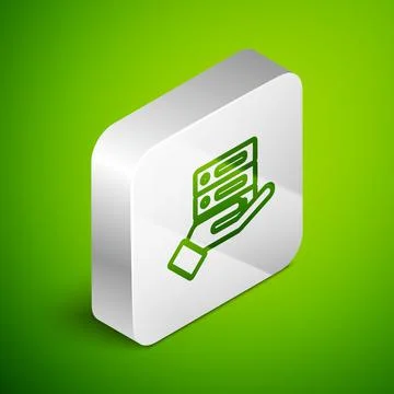 Isometric line Server, Data, Web Hosting icon isolated on green background Stock Illustration
