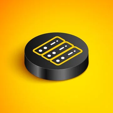Isometric line Server, Data, Web Hosting icon isolated on yellow background Stock Illustration