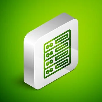 Isometric line Server, Data, Web Hosting icon isolated on green background Stock Illustration