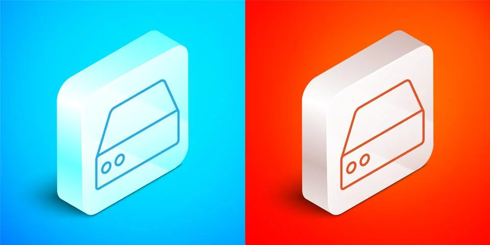 Isometric line Server, Data, Web Hosting icon isolated on blue and red 스톡 일러스트