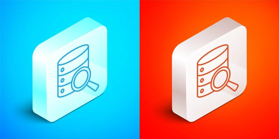 Isometric line Server, Data, Web Hosting icon isolated on blue and red Stock Illustration
