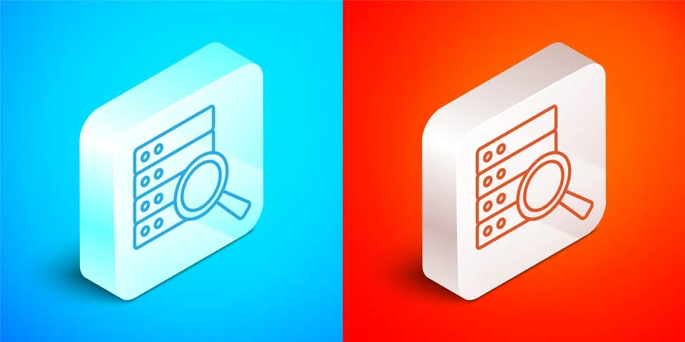 Isometric line Server, Data, Web Hosting icon isolated on blue and red Illustrazione stock