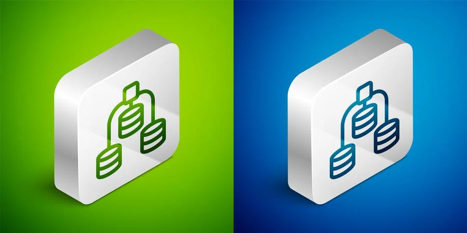 Isometric line Server, Data, Web Hosting icon isolated on green and blue Stock Illustration