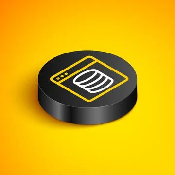 Isometric line Server, Data, Web Hosting icon isolated on yellow background Illustrazione stock