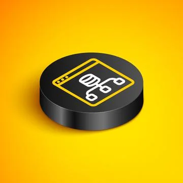 Isometric line Server, Data, Web Hosting icon isolated on yellow background Stock Illustration