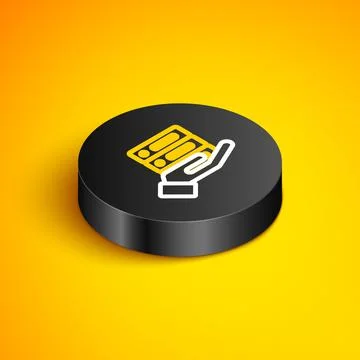 Isometric line Server, Data, Web Hosting icon isolated on yellow background 스톡 일러스트