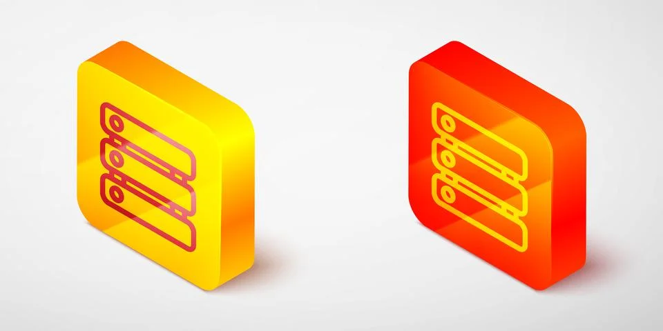 Isometric line Server, Data, Web Hosting icon isolated on grey background Illustrazione stock