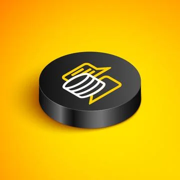 Isometric line Server, Data, Web Hosting icon isolated on yellow background Illustrazione stock