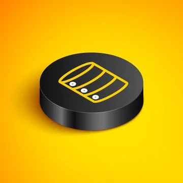 Isometric line Server, Data, Web Hosting icon isolated on yellow background.  Illustrazione stock