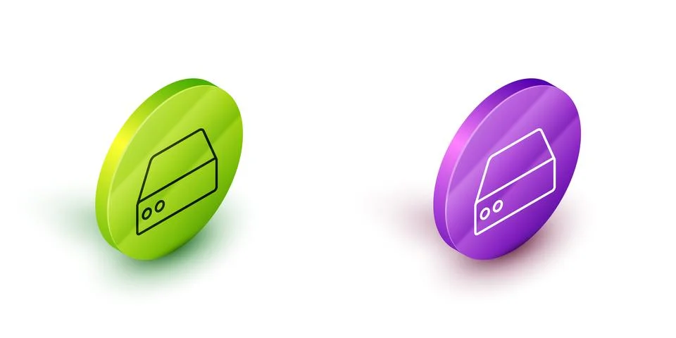 Isometric line Server, Data, Web Hosting icon isolated on white background... Illustrazione stock