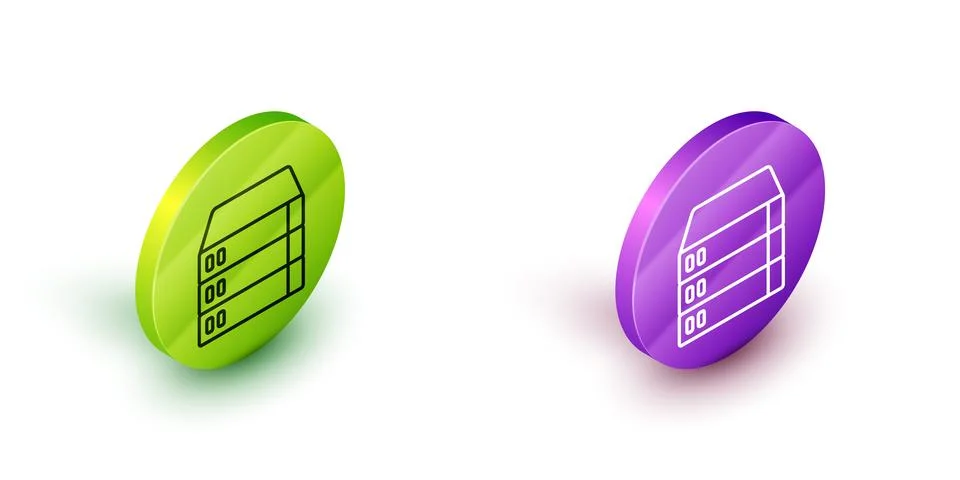 Isometric line Server, Data, Web Hosting icon isolated on white background... Illustrazione stock