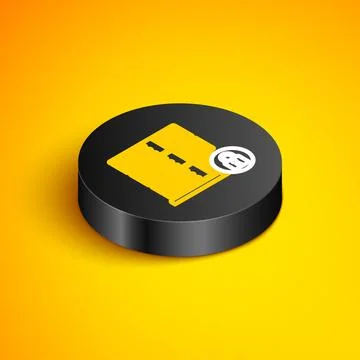 Isometric line Server security with closed padlock icon isolated on yellow Ilustración de archivo