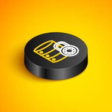 Isometric line Server security with closed padlock icon isolated on yellow Stock Illustration