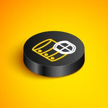 Isometric line Server with shield icon isolated on yellow background. Protection Illustrazione stock