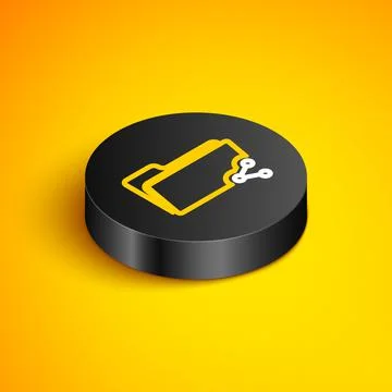 Isometric line Share folder icon isolated on yellow background. Folder sharing Stock Illustration
