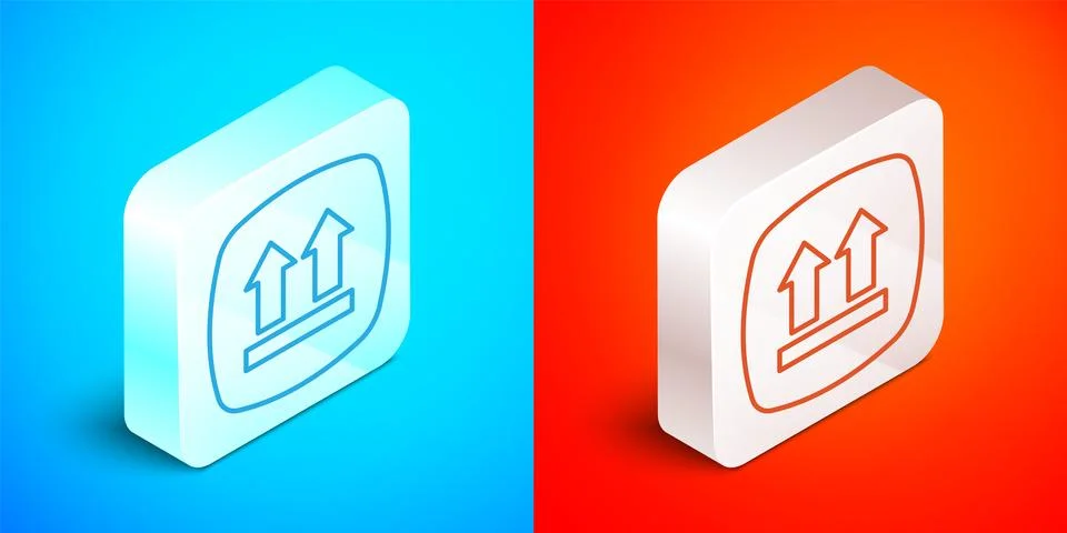 Isometric line This side up icon isolated on blue and red background. Two a.. Stock Illustration