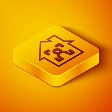 Isometric line Smart home with face recognition icon isolated on orange Stock Illustration
