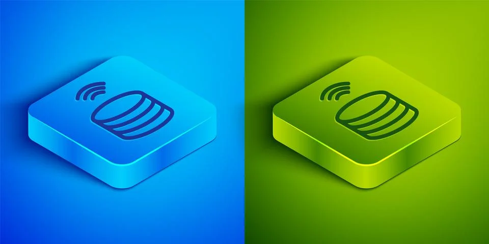 Isometric line Smart Server, Data, Web Hosting icon isolated on blue and green Stock Illustration
