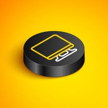 Isometric line Smart Tv icon isolated on yellow background. Television sign.. Illustrazione stock