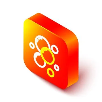 Isometric line Soap water bubbles icon isolated on white background. Orange 스톡 일러스트