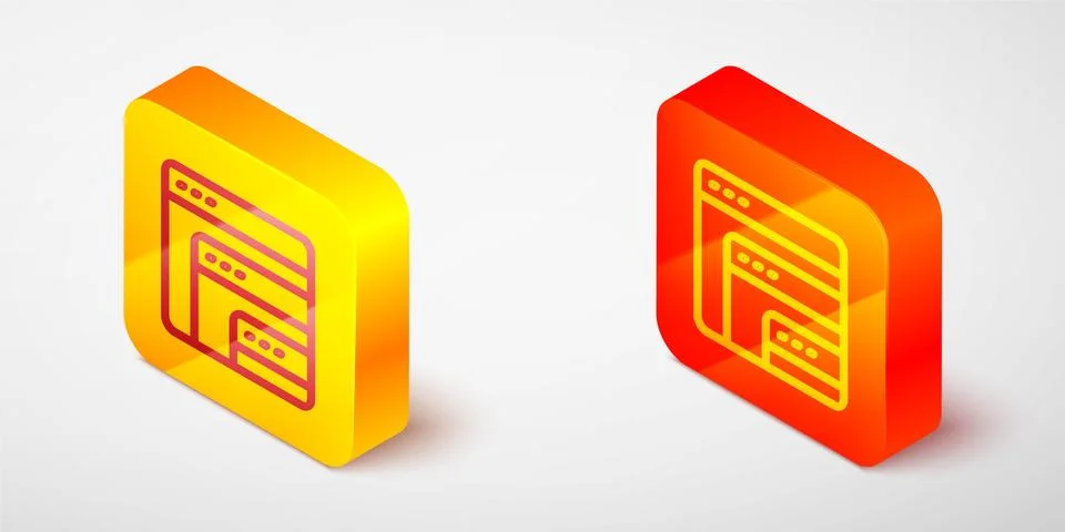 Isometric line Software, web developer programming code icon isolated on grey Illustrazione stock