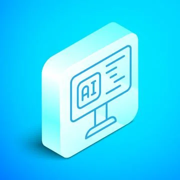 Isometric line Software, web developer programming code icon isolated on blue イラスト素材