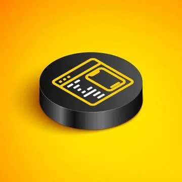 Isometric line Software, web developer programming code icon isolated on yellow イラスト素材