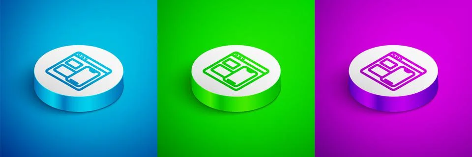Isometric line Software, web developer programming code icon isolated on blue Stock Illustration