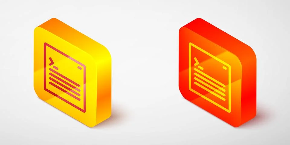 Isometric line Software, web developer programming code icon isolated on grey Illustrazione stock