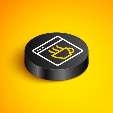 Isometric line Software, web developer programming code icon isolated on yellow Stock Illustration