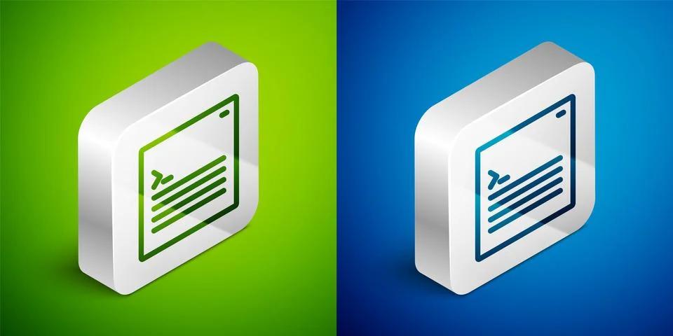 Isometric line Software, web developer programming code icon isolated on green Stock Illustration