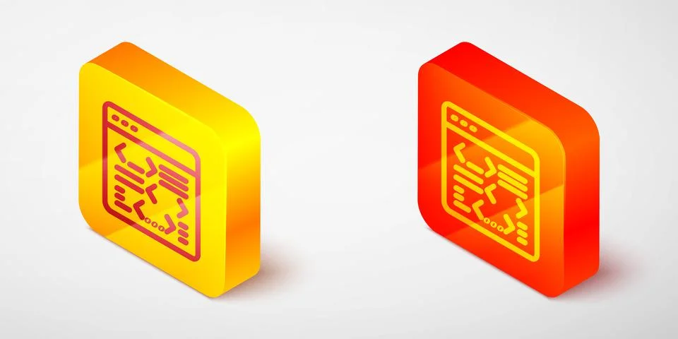 Isometric line Software, web developer programming code icon isolated on grey イラスト素材