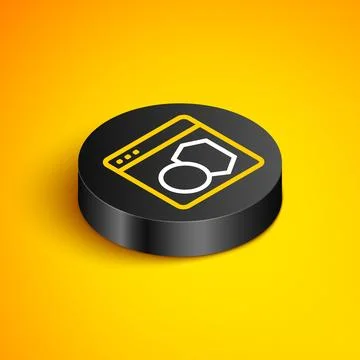 Isometric line Software, web developer programming code icon isolated on yellow Stock Illustration