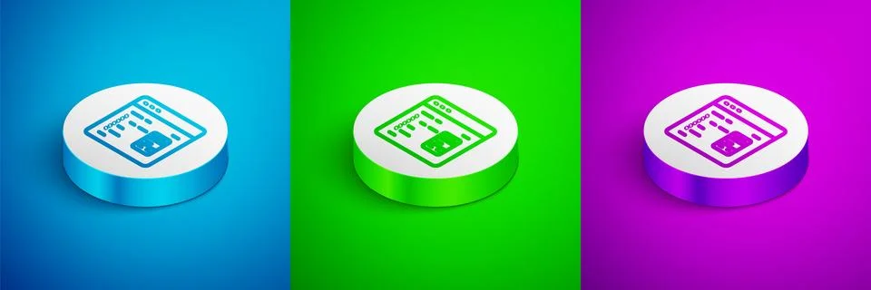 Isometric line Software, web developer programming code icon isolated on bl.. Stock Illustration